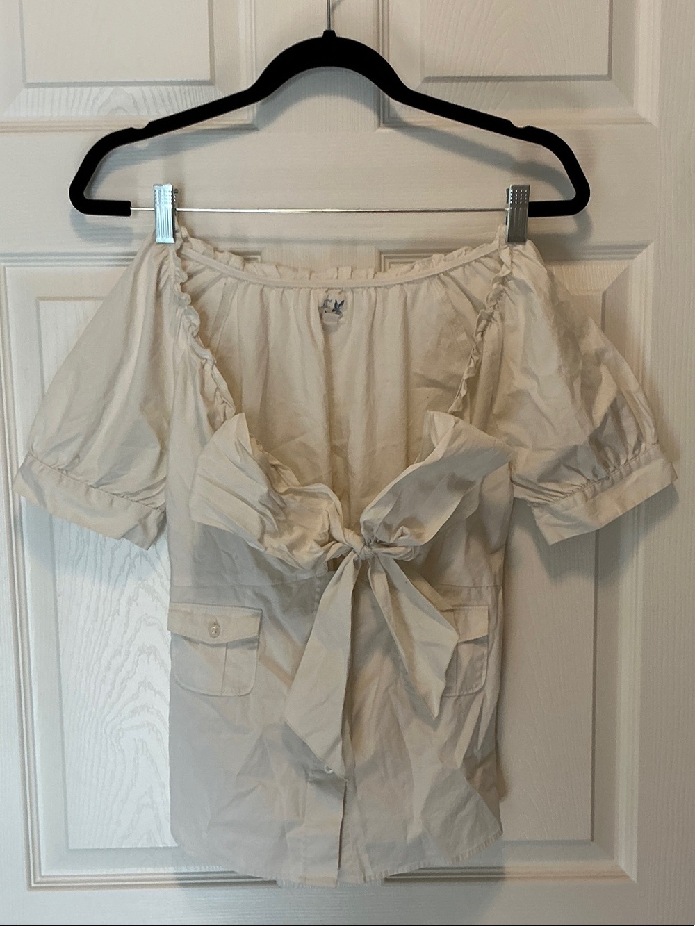 Tie-Front Cream Women's Blouse